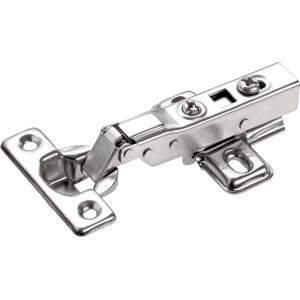 Hettich Mini-Topfscharnier für Möbel, mit Dämpfung und Mittelwandanschlag.