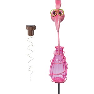 Pinker LED-Solarspieß Cabelli Flamingo: Dekorative Gartenleuchte mit Erdspieß und Solarpanel.