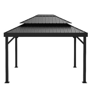Schwarzer Sojag Pavillon London mit Doppeldach und Aluminiumrahmen.