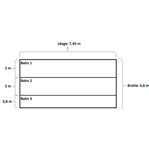 Skizze des Summer Fun Pool-Bodenschutzvlies Extra für Achtformbecken, Maße: 460 cm x 725 cm.
