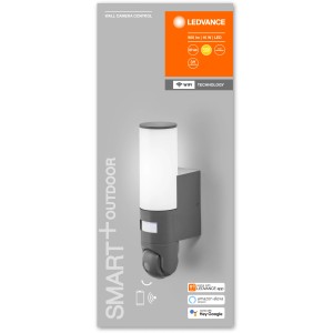 Ledvance Smart+ Außenleuchte mit Kamera, dunkelgraue LED-Wandleuchte für mehr Sicherheit.