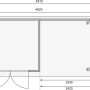 Grundriss Karibu Holz-Gartenhaus Sölve Terragrau, Flachdach, Maße: 238x213cm.