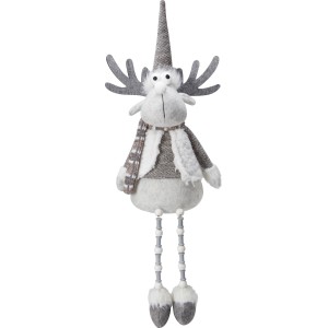 Grau-weißes Stoff-Rentier, 61 cm, Weihnachtsdeko für den Innenbereich.