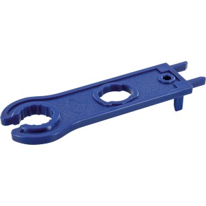 Blauer Schwaiger Solar-Schlüssel zum einfachen Lösen von Steckerverbindungen an Solaranlagen.