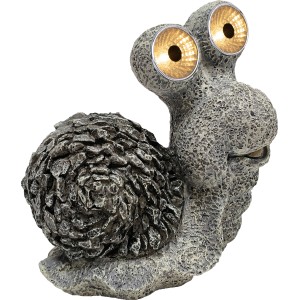 Solar Schnecke in Natursteinoptik, 19,5x10,5x20cm, mit leuchtenden Augen. Deko für Garten & Balkon.