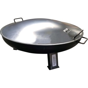 Buschbeck Abdeckung für Feuerschale 80 cm aus Stahl mit Griffen.