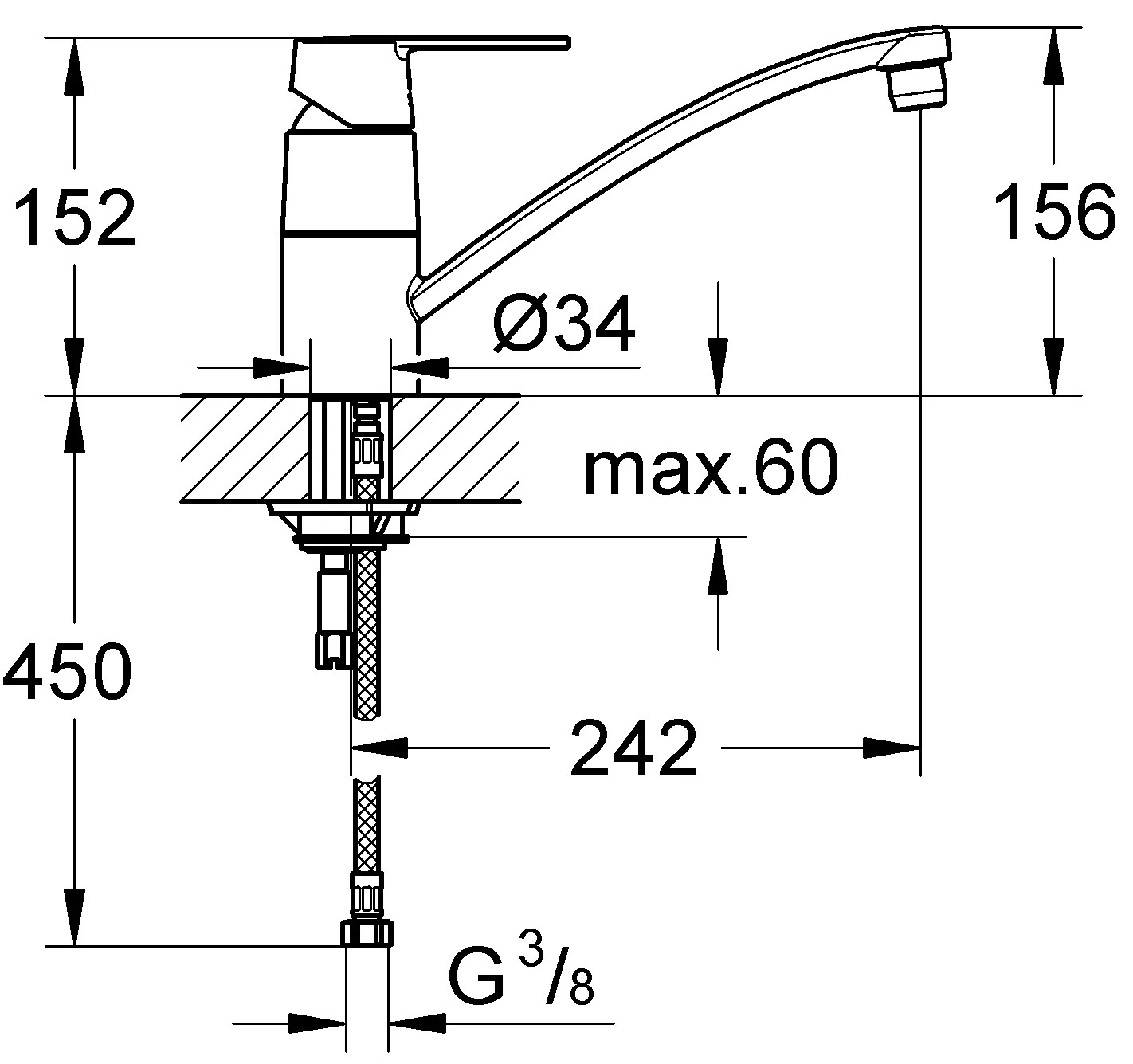 DP Armaturen GC11062 Einhebelmischer Für Spüle – Abnehmbarer Auslauf, Chrom, Mit Keramikpatrone