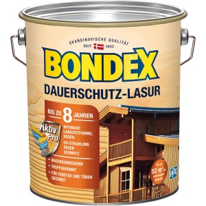 Dose Bondex Dauerschutz-Lasur Kiefer, 4 Liter. Holzlasur für langanhaltenden Schutz und zur Betonung der Holzmaserung.