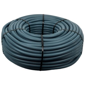 Dunkelgraues, flexibles Panzer-Isolierrohr EN 20, 100 m Rolle.
