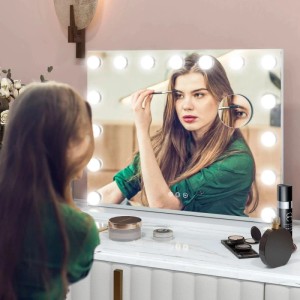 HOMCOM Hollywood Spiegel mit Beleuchtung mit 15 LED Licht Kosmetikspiegel