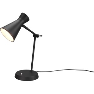 Schwarze Reality Tischleuchte Enzo, Design-Tischlampe aus Metall für Büro und Wohnraum.