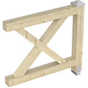 Skan Holz Brüstung Andreaskreuz, 108x84cm, Fichte Natur für Lauben & Pavillons.