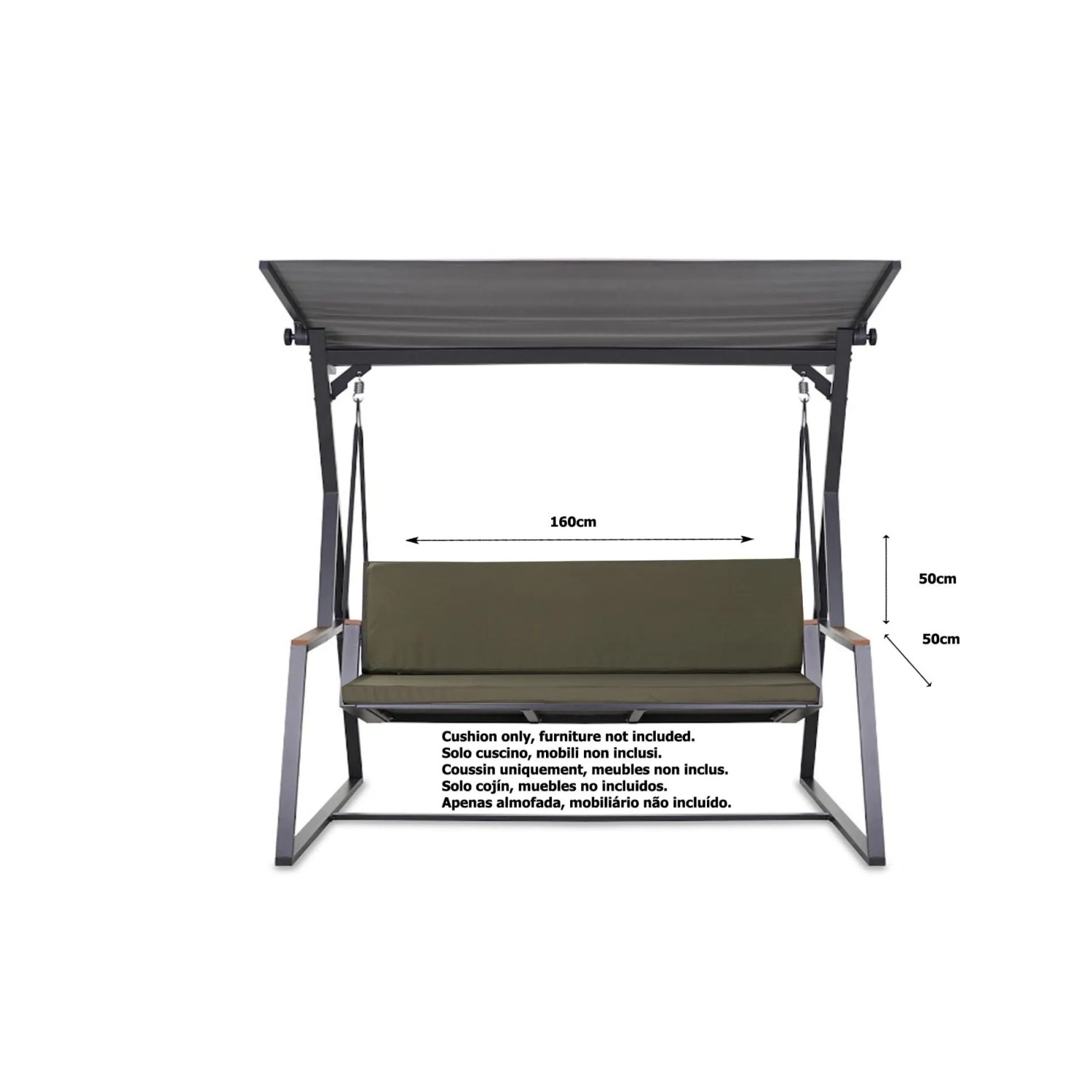 Grünes Kissen Set für Hollywoodschaukel, 160x50x7cm, für 3-Sitzer Schaukel.
