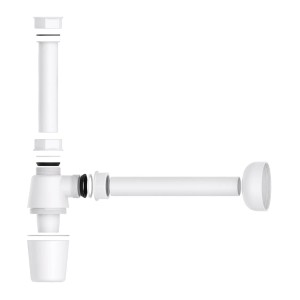 Weißer Kirchhoff Flaschensiphon (41,9 mm x 32 mm) für Spüle, Kunststoff.