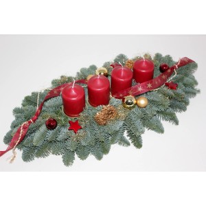 Adventsgesteck mit 4 Kerze 55 cm Altrot