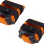 LUX Knieschoner Comfort Orange, Paar Knieschutz mit schwarzen Bändern und Kappe.