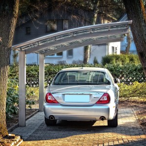 Ximax Alu Carport Portoforte Edelstahl-Look XL mit Auto. Einzelcarport mit gebogenem Dach.