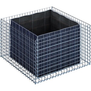 Eckiges Gabiona Gabionen-Hochbeet, 60x100x100 cm, Maschenweite 5x5 cm. Drahtkorb mit Vlieseinsatz.