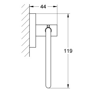 Technische Zeichnung: Grohe Essentials WC-Papierhalter ohne Deckel, Maße 44x119 mm.