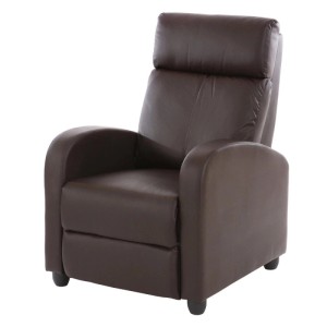 Brauner MCW Relaxsessel Dallas mit verstellbarer Rückenlehne und breiten Armlehnen.