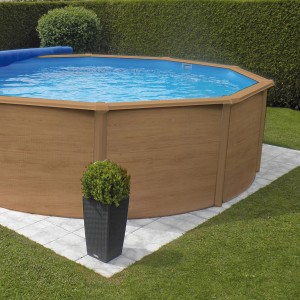 Chemoform Stahlwandpool Set Supreme All In Wood, Ø 485 cm, mit Sandfilteranlage und Leiter.