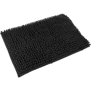 Schwarzer Lalee Badteppich Fluffy, 40x60 cm, weicher Flor für Badezimmer.