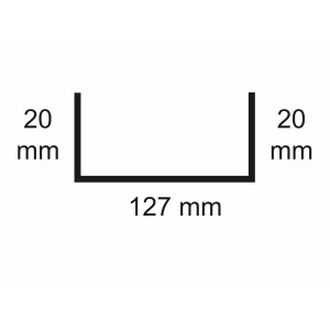 Sarei U-Profil 20/127/20 HG6: Schemazeichnung mit Maßangaben für Dachblech.