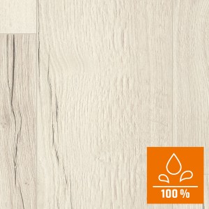 Wasserfestes Laminat Egger Aqua+ in Eiche Creston Weiß mit 100% Wasserschutz.