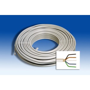 Emskabel Feuchtraumleitung NYM-J 5x2,5 mm² gerollt, mit Detailansicht der Innenleiter.