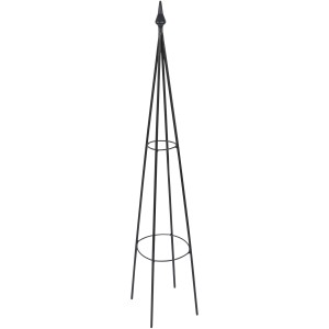 Windhager Rankturm Obelisk, rund, anthrazit, 90cm hoch. Rankhilfe für Garten und Beet.