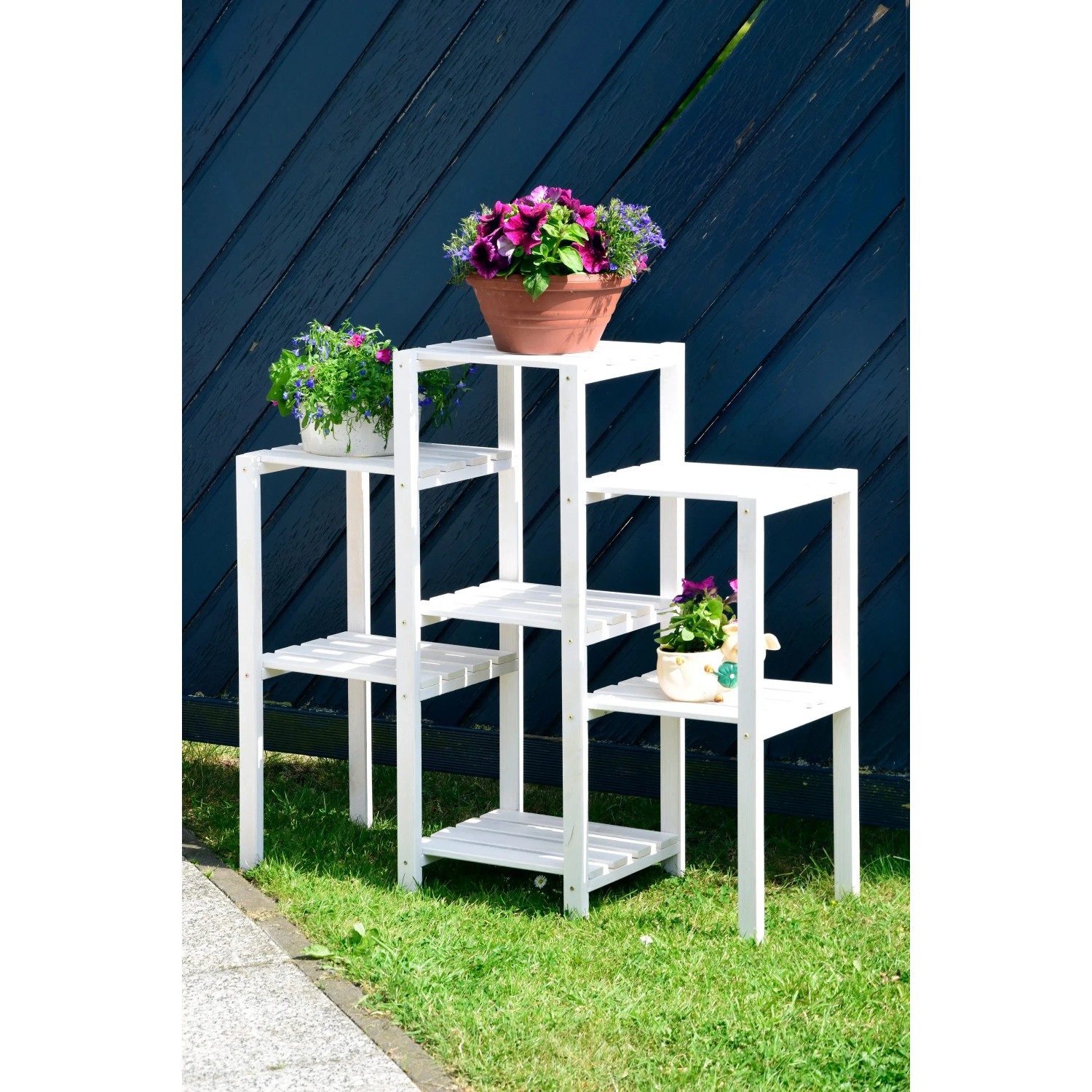 Dekoratives Blumenregal in Weiß 7-flächig 87 cm x 31 cm x 97 cm kaufen bei OBI