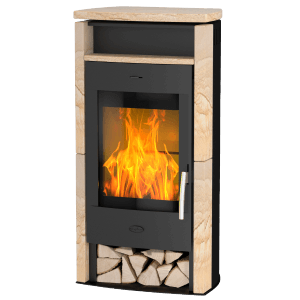 Fireplace Santiago Kaminofen Sandstein Schwarz 6 kW