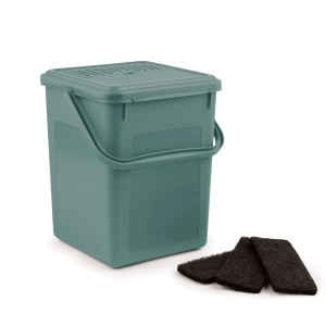 Rotho Bio-Komposteimer mit Aktivkohle 9 l Mistletoe Green