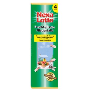 Nexa Lotte Frucht- & Essigfliegenfalle, 4 Stück. Insektizidfreie Leimfalle gegen Fruchtfliegen.