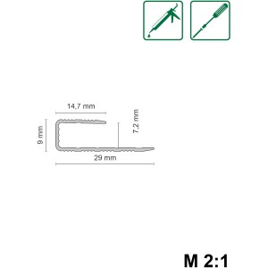 Einschubprofil fit-fix 06, Alu, silber, 29x9x900mm, für Bodenleisten und Dehnungsfugen.