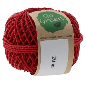 Roter, kompostierbarer Bindfaden „Go Green“, 20 m, aus Naturfasern.