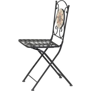 Schwarzer Siena Garden Klappsessel Stella mit Mosaik in der Rückenlehne.
