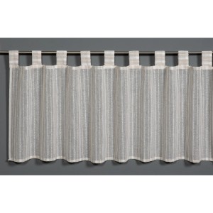 Beige Bistrogardine (45x140 cm) mit Effektgarn und Schlaufenaufhängung für Caféhausstangen.