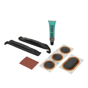 Tip-Top Flickzeug TT07 mit Reifenheber: Reparaturset mit Flicken, Vulkanisierlösung, Aufrauher und Reifenhebern.