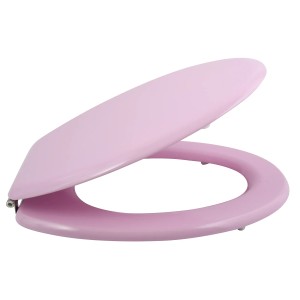 MSV WC-Sitz Cleo, MDF, 45x37cm, rosa, mit Edelstahlscharnieren für Badezimmer.