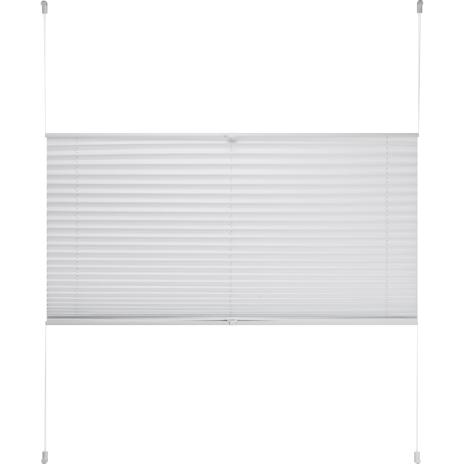 Weißes Thermo-Spannplissee Toledo, 120x130 cm, für Fenster, mit Zugschnüren.