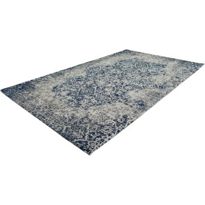 Kayoom Teppich River, blau-grau, 120x170 cm, Kurzflorteppich im Vintage-Design.