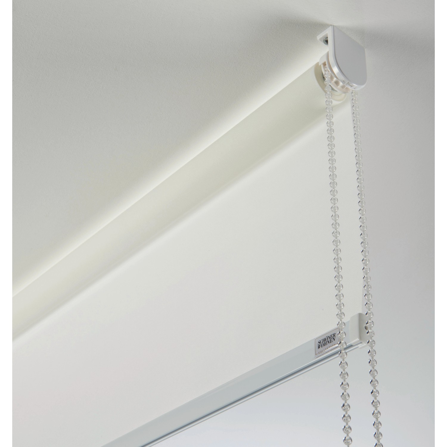 Schöner Wohnen Tageslicht-Rollo Tizia, 45x150 cm, weiß, mit transparenter Kugelkette.