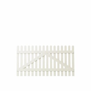 Weißes Doppeltor im Retro-Design aus Nadelholz, 300x80 cm, für Gartenzufahrten.
