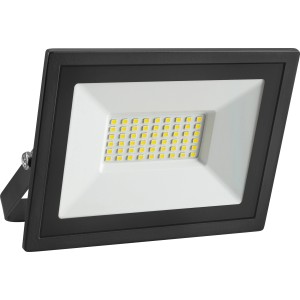 Schwarzer LED-Außenstrahler FL 21W aus Aluminium für Garten, Terrasse und Einfahrt.