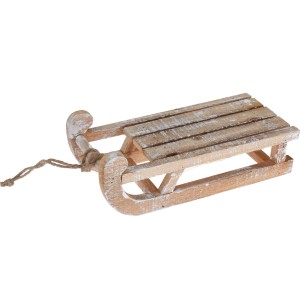 Holz Deko Schlitten mit LED Lichtern für die Weihnachtsdekoration.