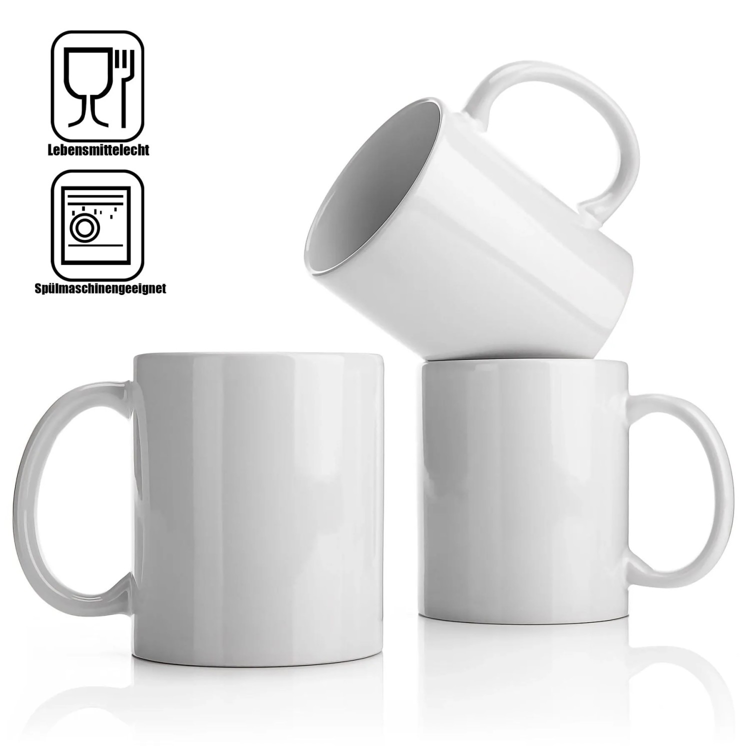 BigDean 6 Stück Große Kaffeebecher Weiß 300Ml Spülmaschinenfest Aus Hochwertigem Porzellan Tassen Zum Bemalen Kaffeepott Glühweinbecher Kaffeetasse kaufen bei OBI