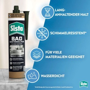 Sista Sanitär-Silikon für Bad & Küche Silbergrau 280 ml