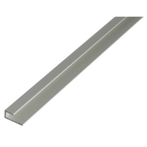 Silbernes Bodenausgleichprofil aus Aluminium, 9x20x1000 mm, für Bodenübergänge.