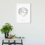 Wandbild Star Wars Leia, 40x50 cm, minimalistische Strichzeichnung im weißen Rahmen.